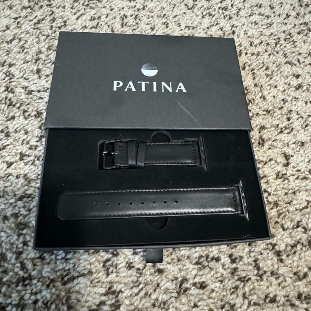 NWT PATINA Black Leather Watch Strap 38/40mm band - Picture 2 of 3